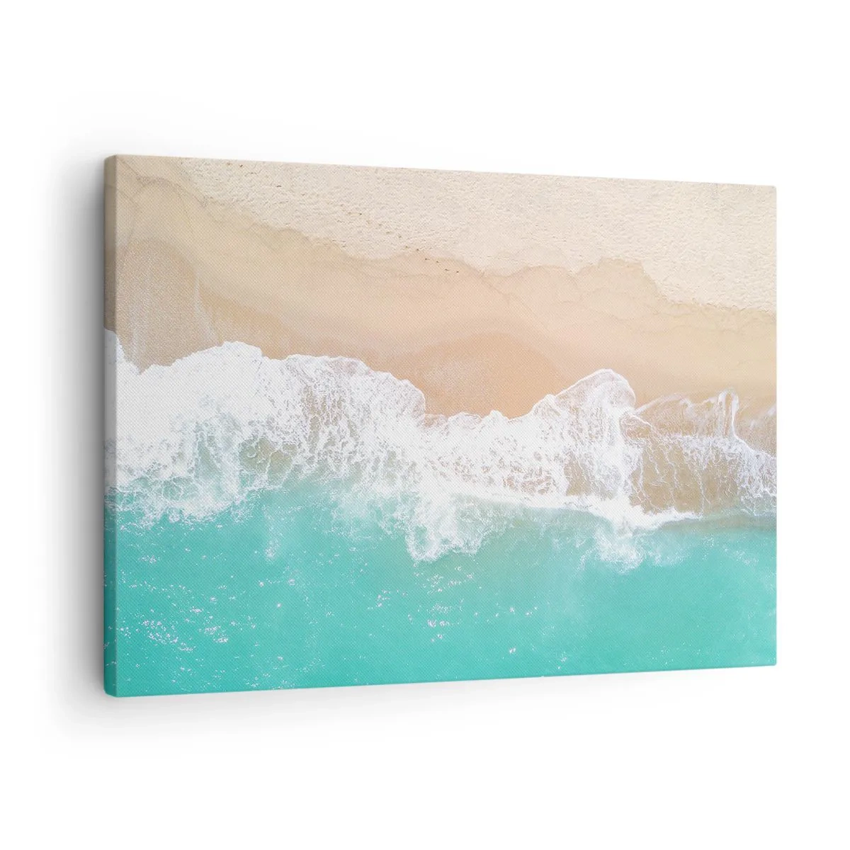 Canvas picture - A bird's eye view of a beach with turquoise water and gentle waves - 70x50cm - Touch Full of Caress - Modern wall decoration for the living room and bedroom ARTTOR