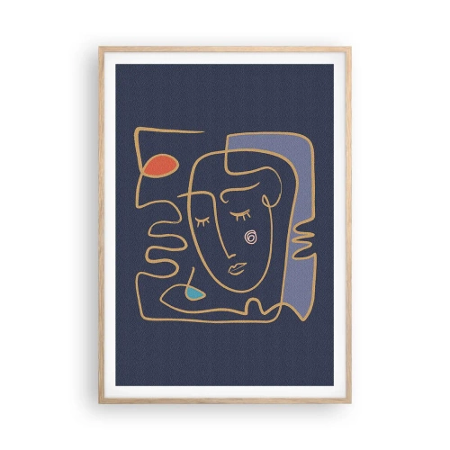 Poster in light oak frame - Deeply In Thoughts - 70x100 cm