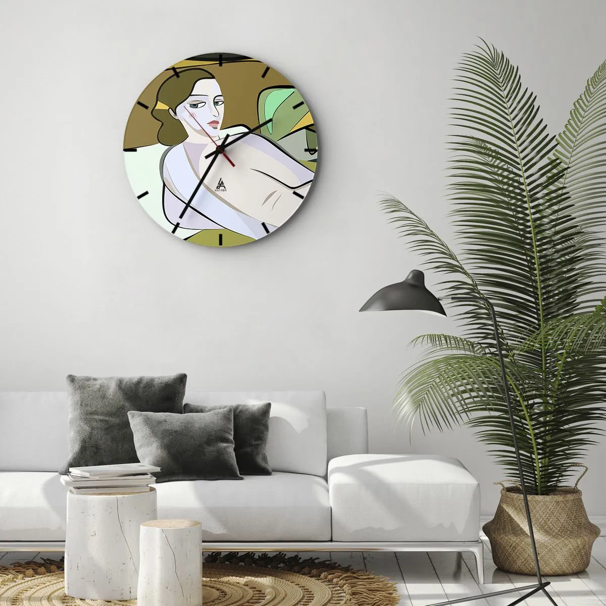 Wall clock - Clock on glass - Intimate Portrait - 40x40 cm