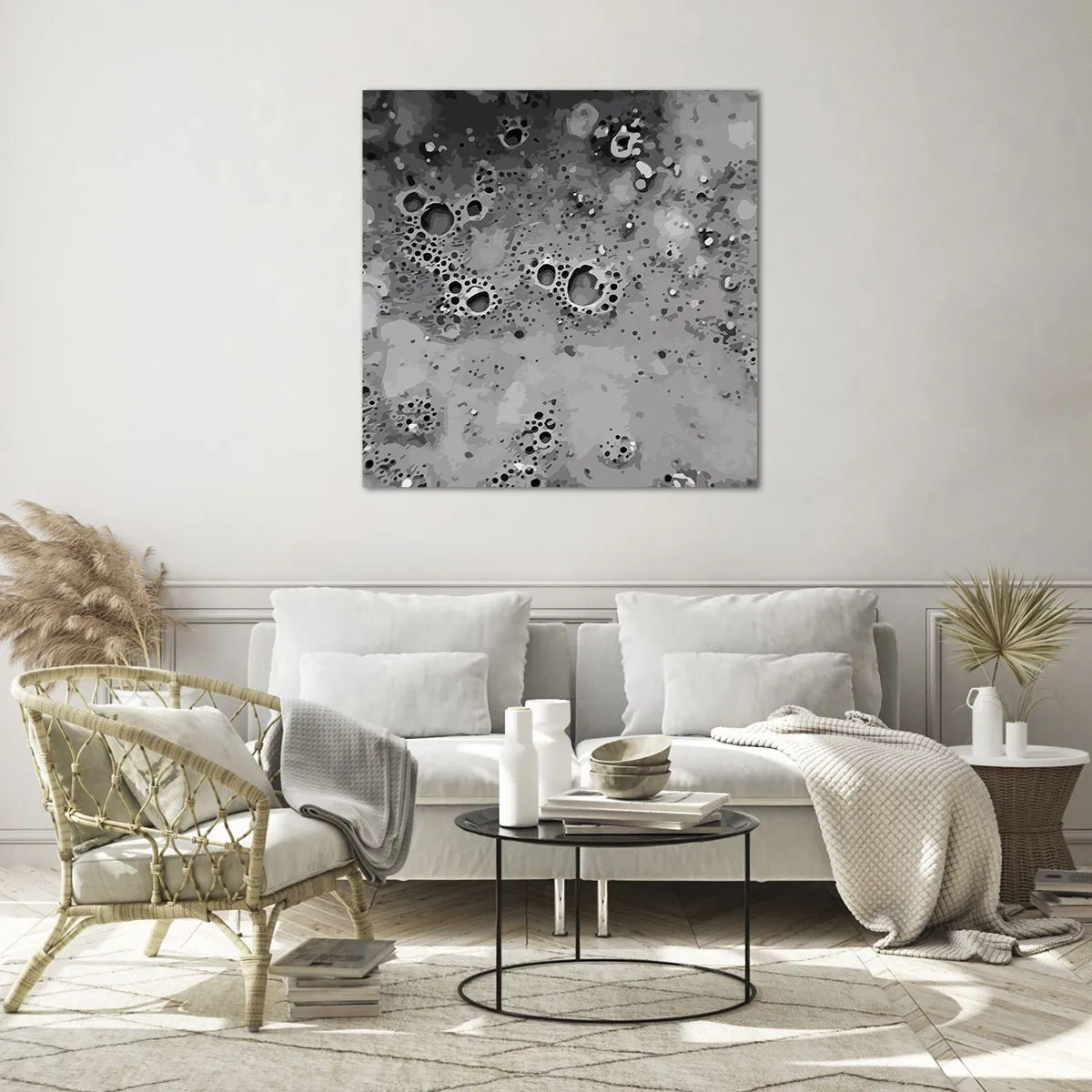 Glass picture - Like a Moon Landscape - 40x40 cm