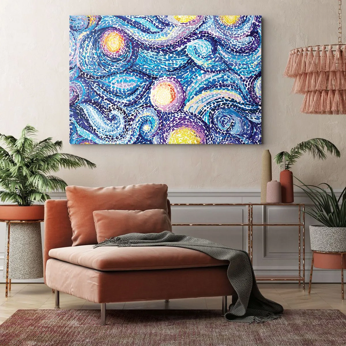 Canvas picture - An artistic interpretation of the starry sky in the style of Van Gogh - 70x50cm - From Van Gogh's Picture - Modern wall decoration for the living room and bedroom ARTTOR
