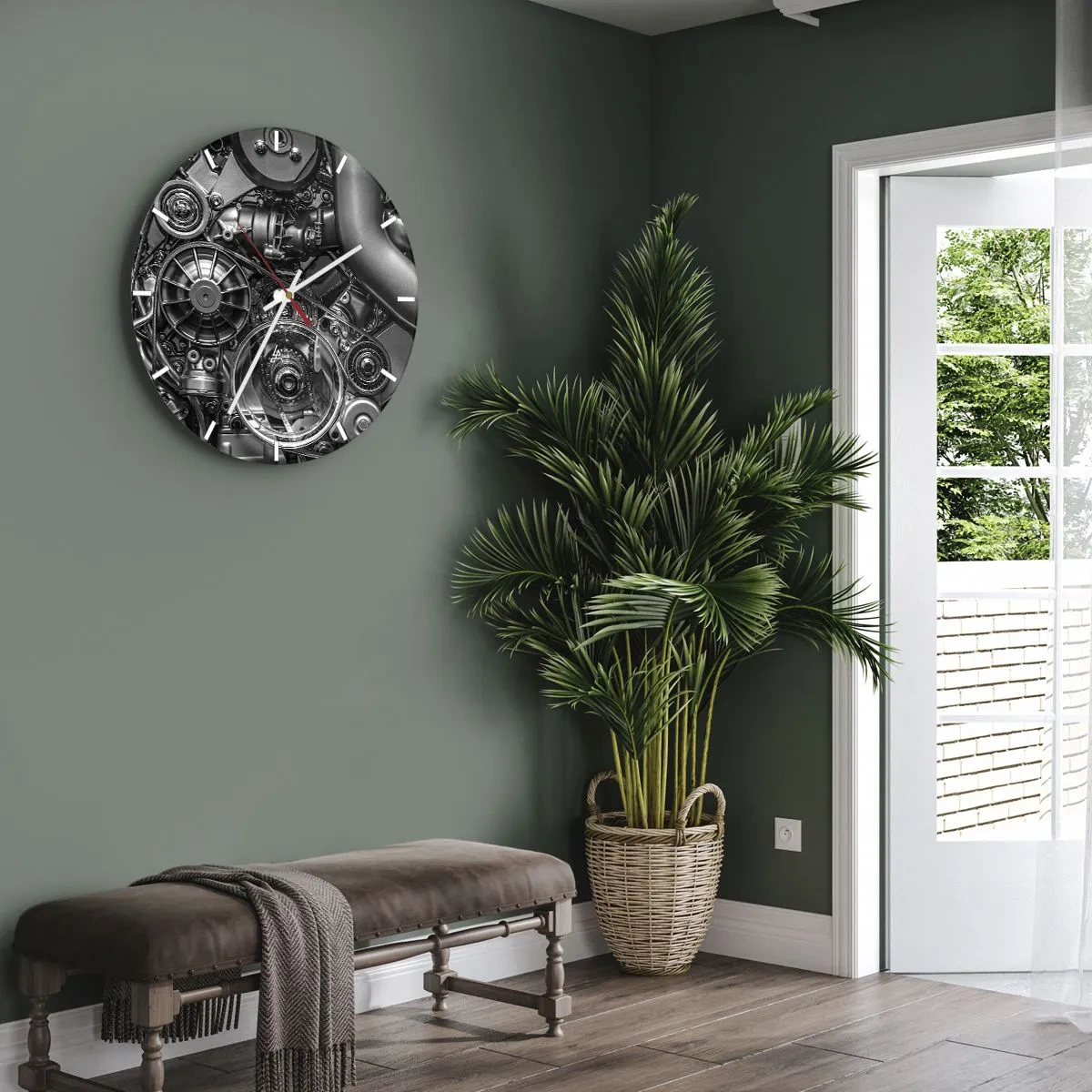 Wall clock - Clock on glass - Poetry of Mechanics - 40x40 cm