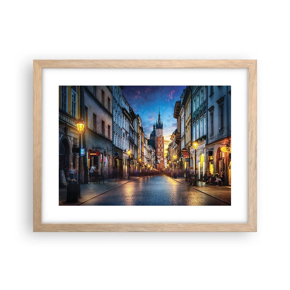 Poster in light oak frame - Charm of Cracow - 40x30 cm