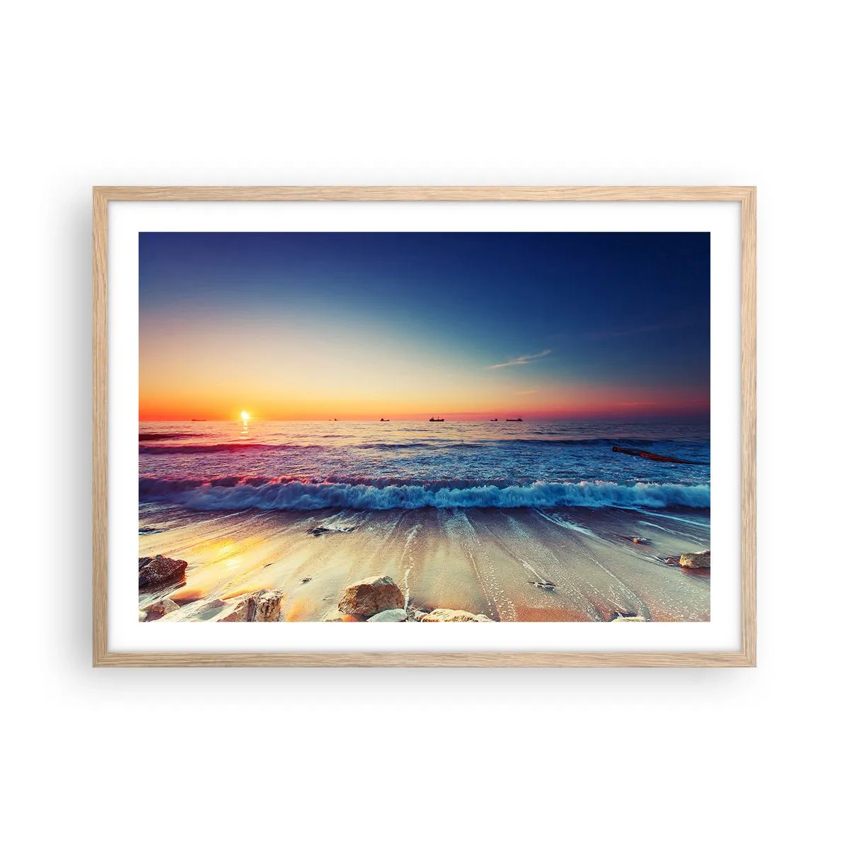 Poster in light oak frame - What Is behind the Horizon? - 70x50 cm