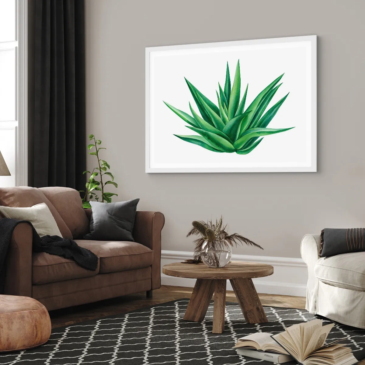 Poster in white frmae - Green - Power - Life - 100x70 cm