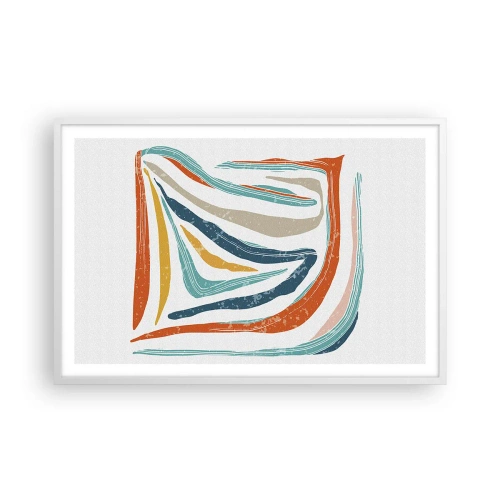 Poster in white frmae - Abstract with a Friendly Smile - 91x61 cm
