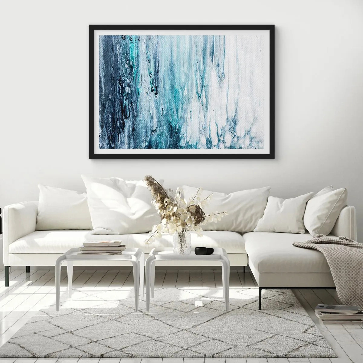 Poster in black frame - Blue Icicles - 50x40 cm