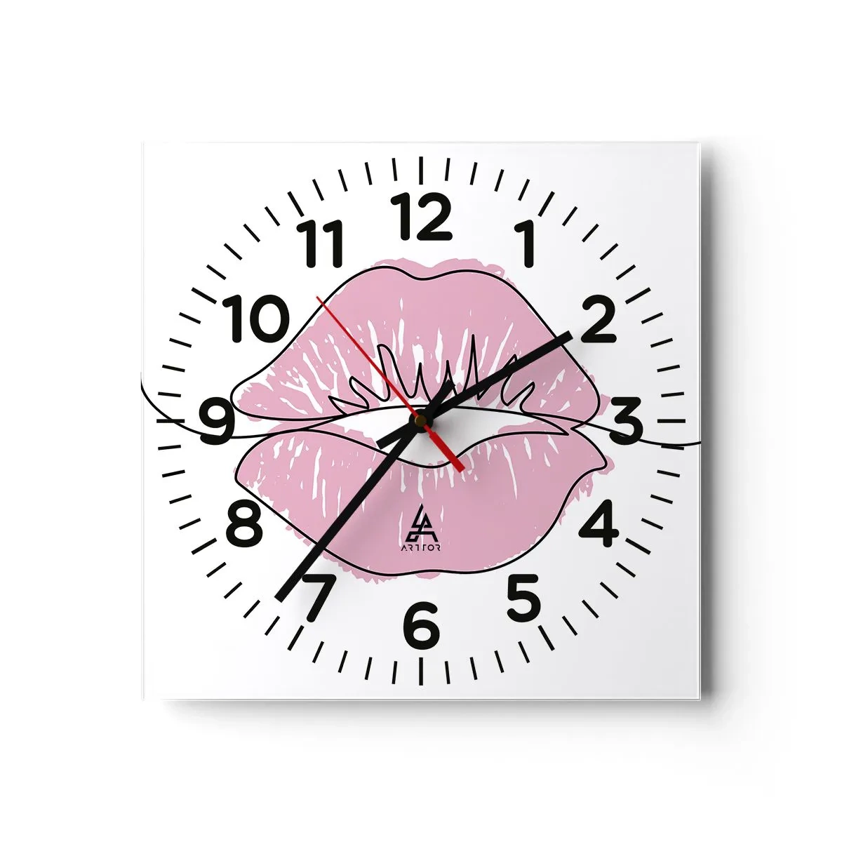 Wall clock - Clock on glass - Ready for a Kiss? - 30x30 cm