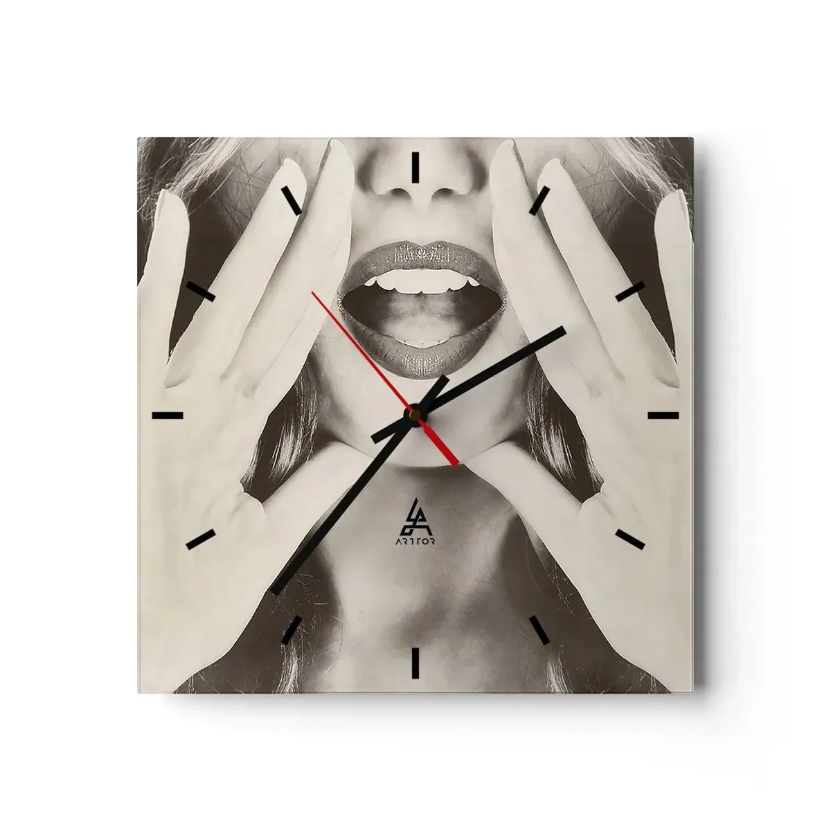 Wall clock - Clock on glass - Coming! - 30x30 cm