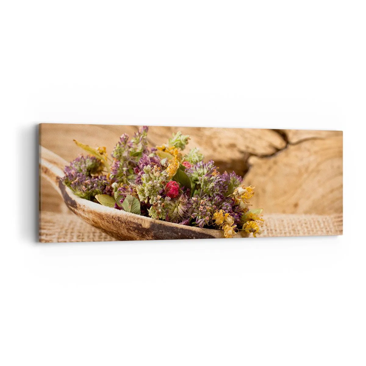 Canvas picture - Colourful Flowers and Fragrant Herbs - 90x30 cm