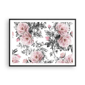 Poster in black frame - Getting Lost in Rose Flowers - 100x70 cm