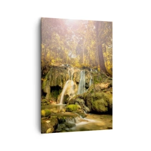 Canvas picture - Forest Cascade in Green - 70x100 cm