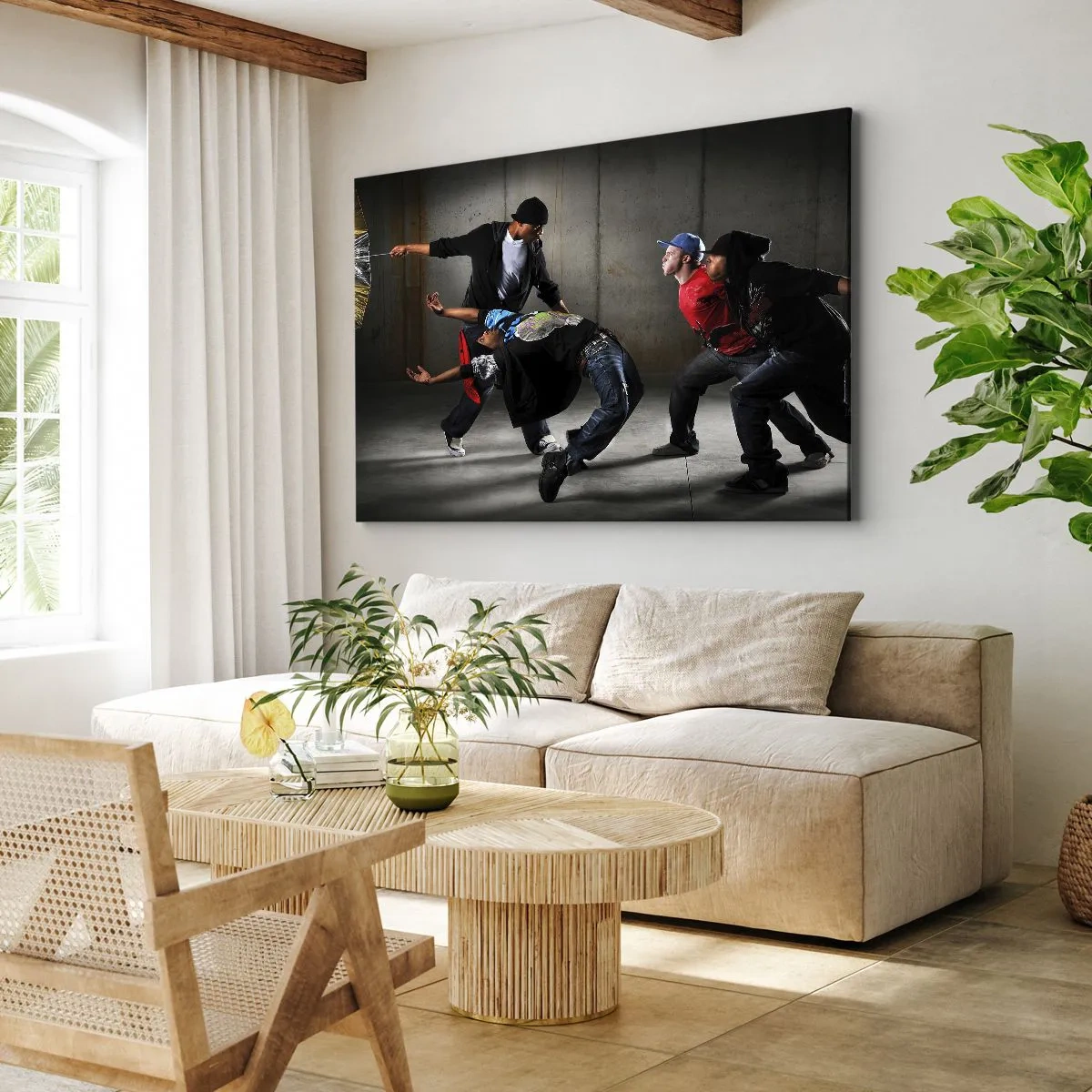Canvas picture - A group of hip-hop dancers in a dynamic choreography - 70x50cm - Dancing with Street Wind - Modern wall decoration for the living room and bedroom ARTTOR