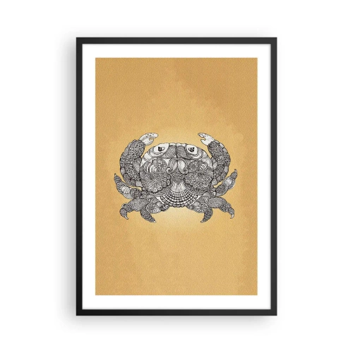 Poster in black frame - Decorative illustration of a crab with a delicate pattern on a gold background - 50x70cm - Tales of Mr Crab - Modern wall decoration for the living room and bedroom ARTTOR
