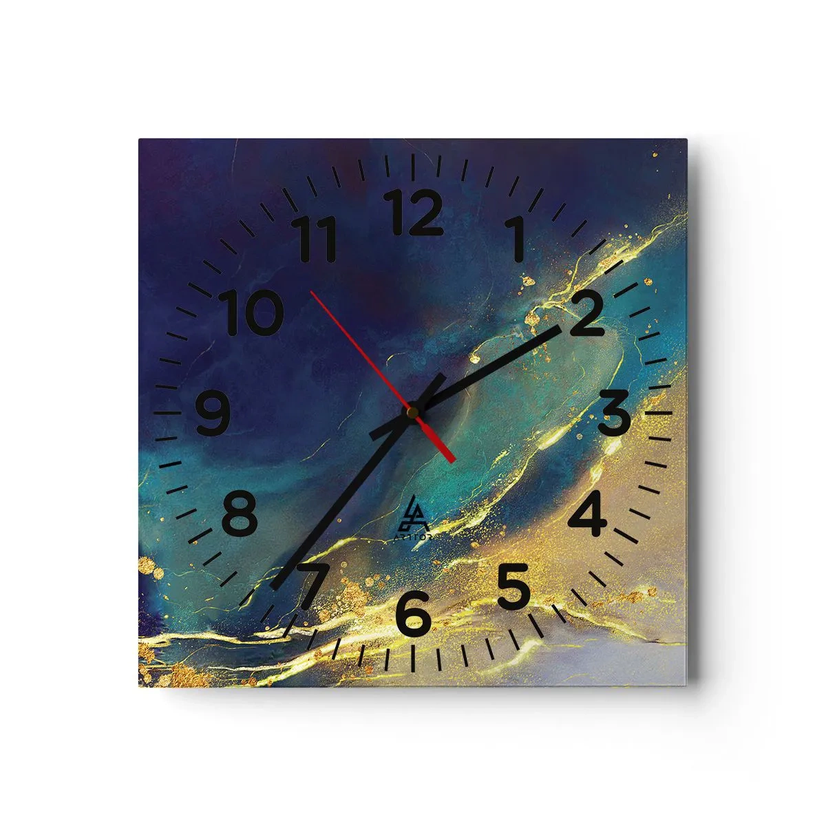 Wall clock - Clock on glass - Golden Flood - 40x40 cm