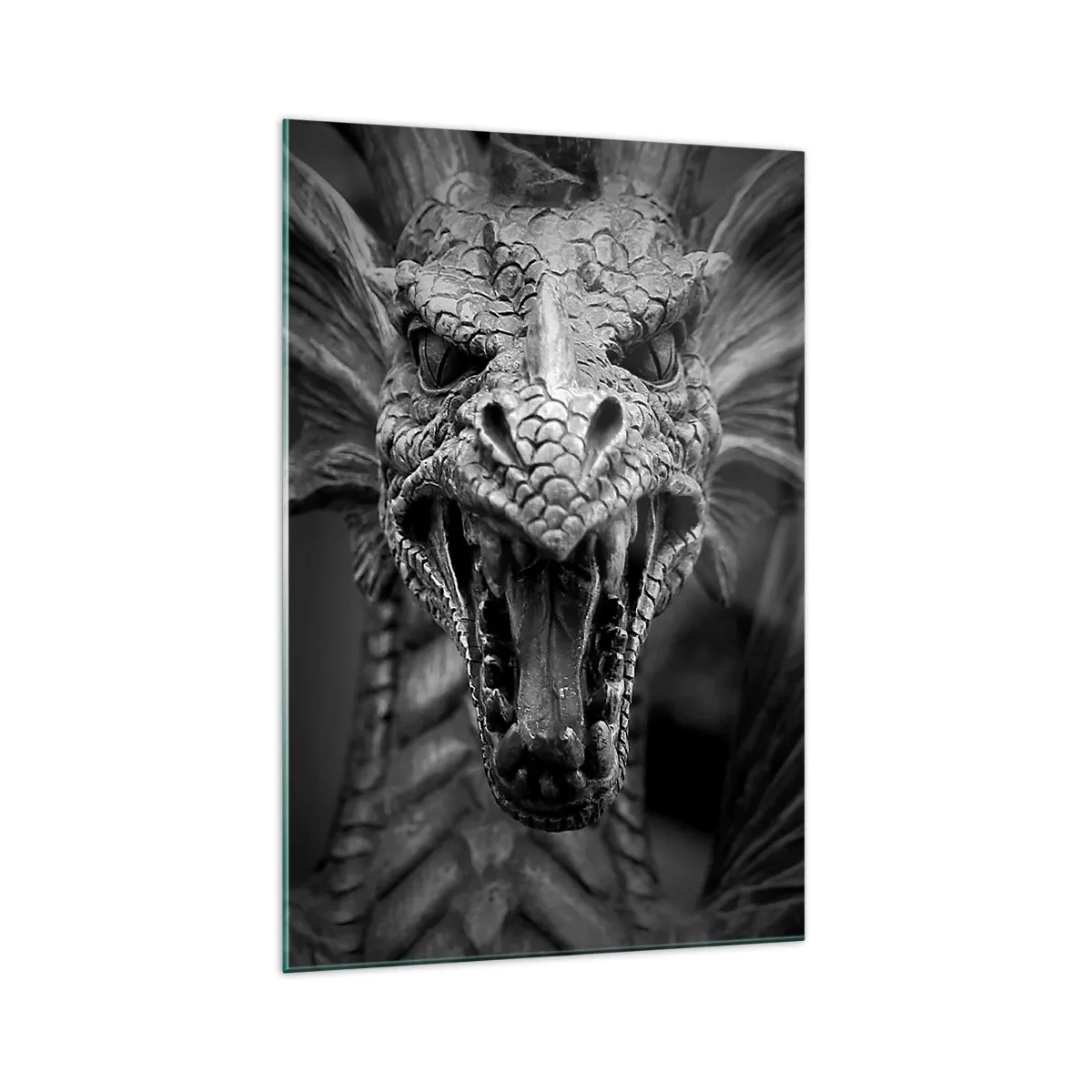 Glass picture - Fairytale Dragon in Grey - 70x100 cm
