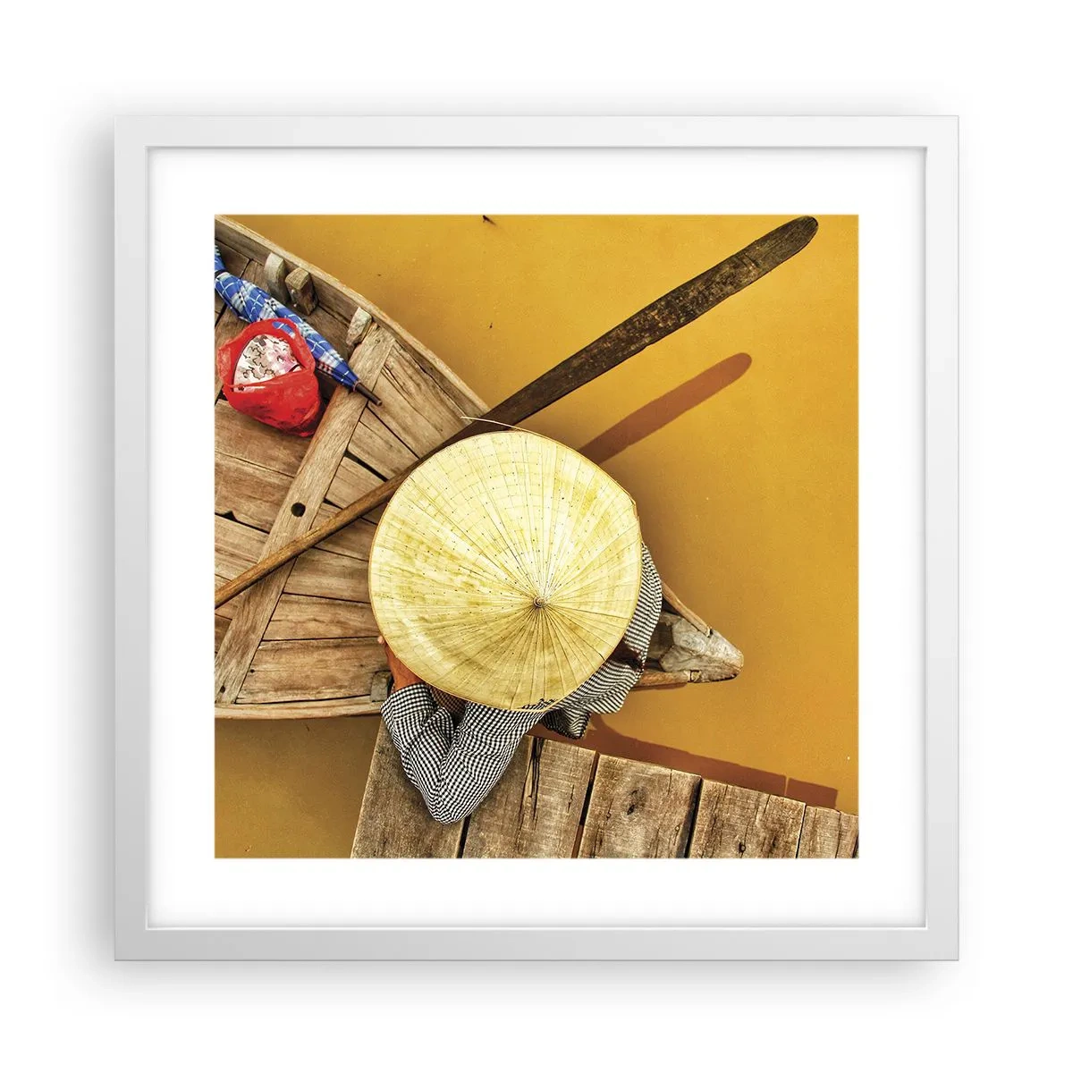 Poster in white frmae - Life on a Yellow River - 40x40 cm