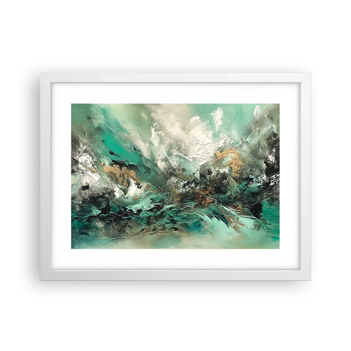 Poster in white frmae - Emerald and Black Lump - 40x30 cm