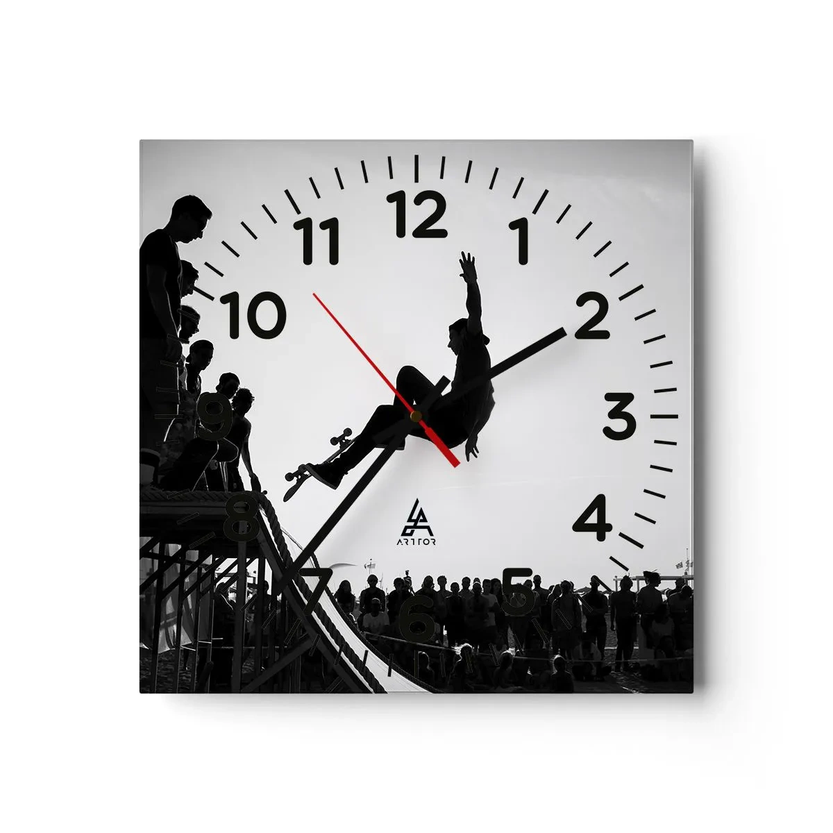 Wall clock - Clock on glass - Heroes and Spectators - 40x40 cm