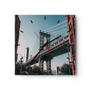 Wall clock - Clock on glass - Over the City Waves - 30x30 cm