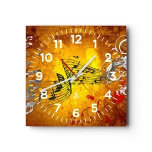 Wall clock - Clock on glass - Let the Music Flow - 40x40 cm
