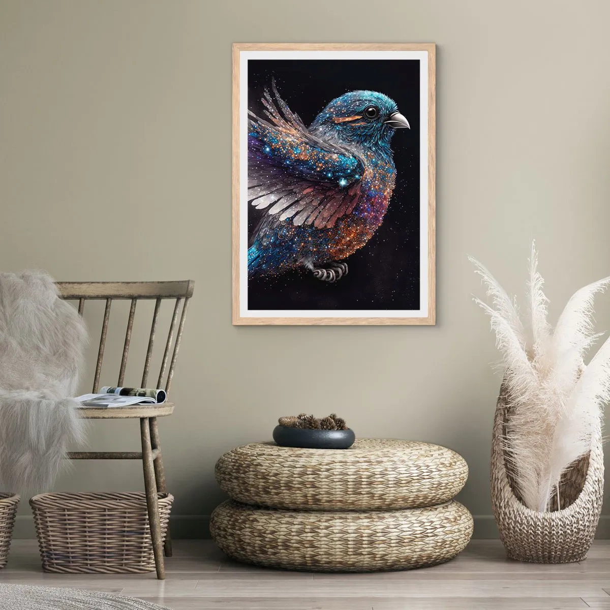 Poster in light oak frame - Diamond Sparrow - 70x100 cm