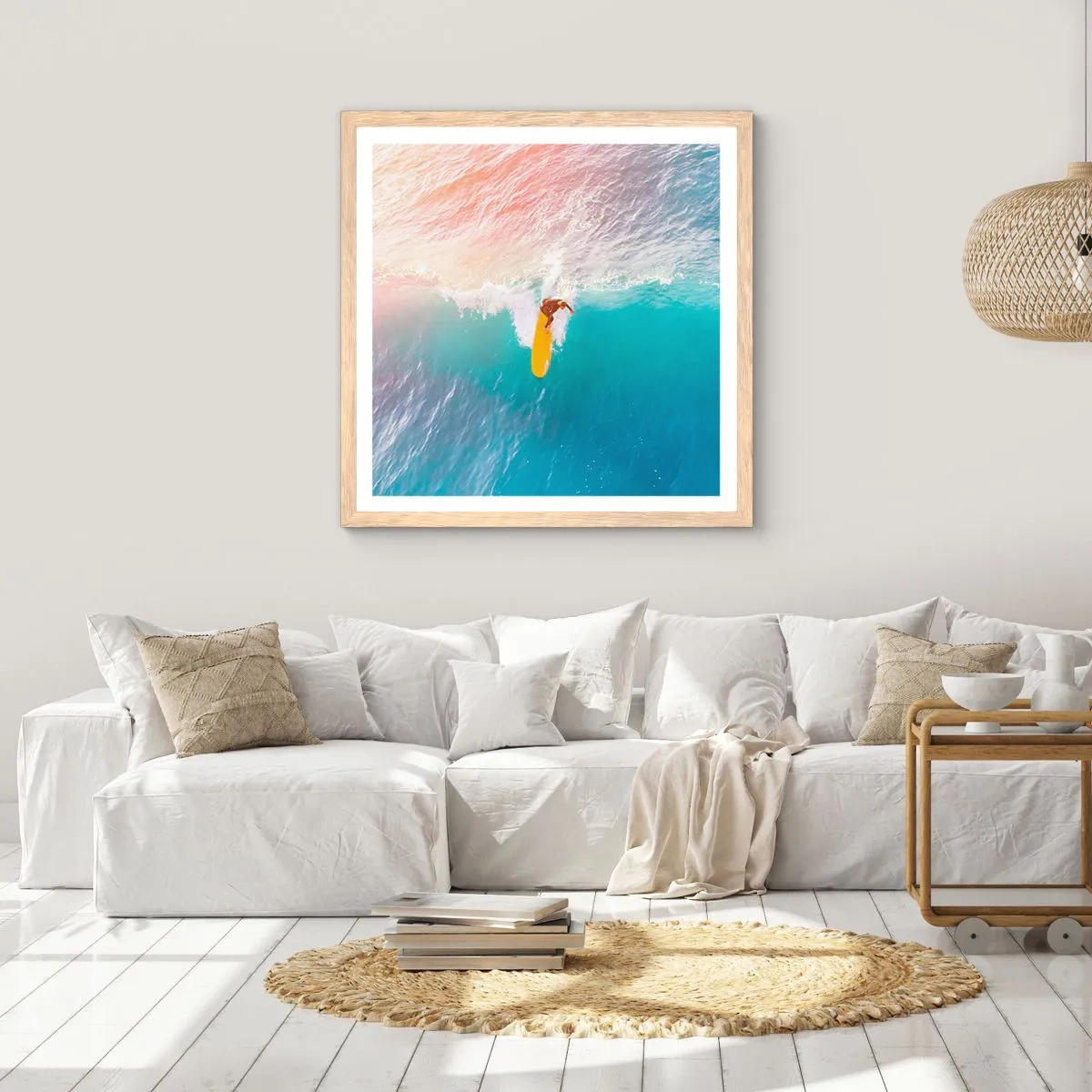 Poster in light oak frame - Ocean Rider - 30x30 cm