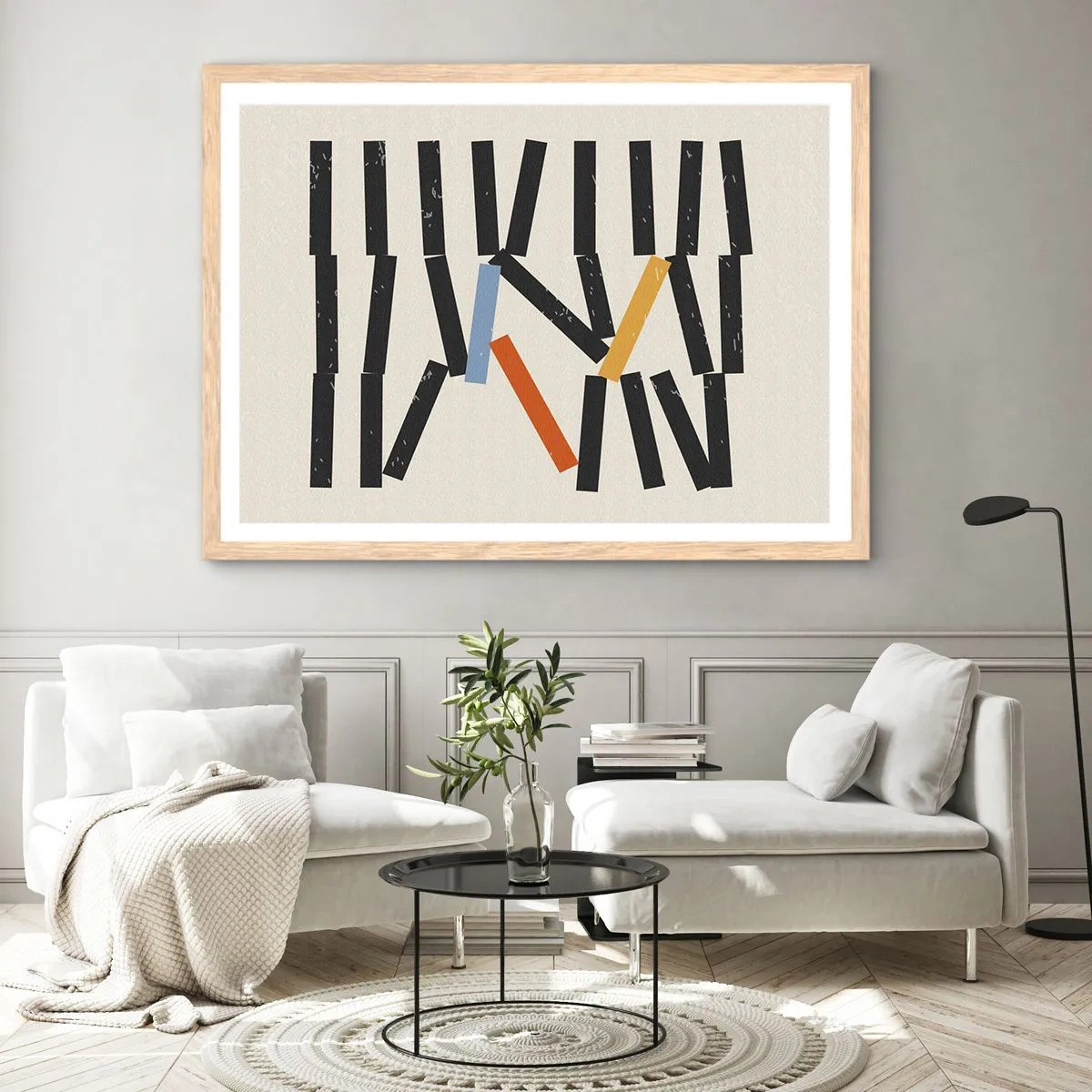 Poster in light oak frame - Domino - Composition - 40x30 cm