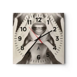 Wall clock - Clock on glass - Coming! - 40x40 cm