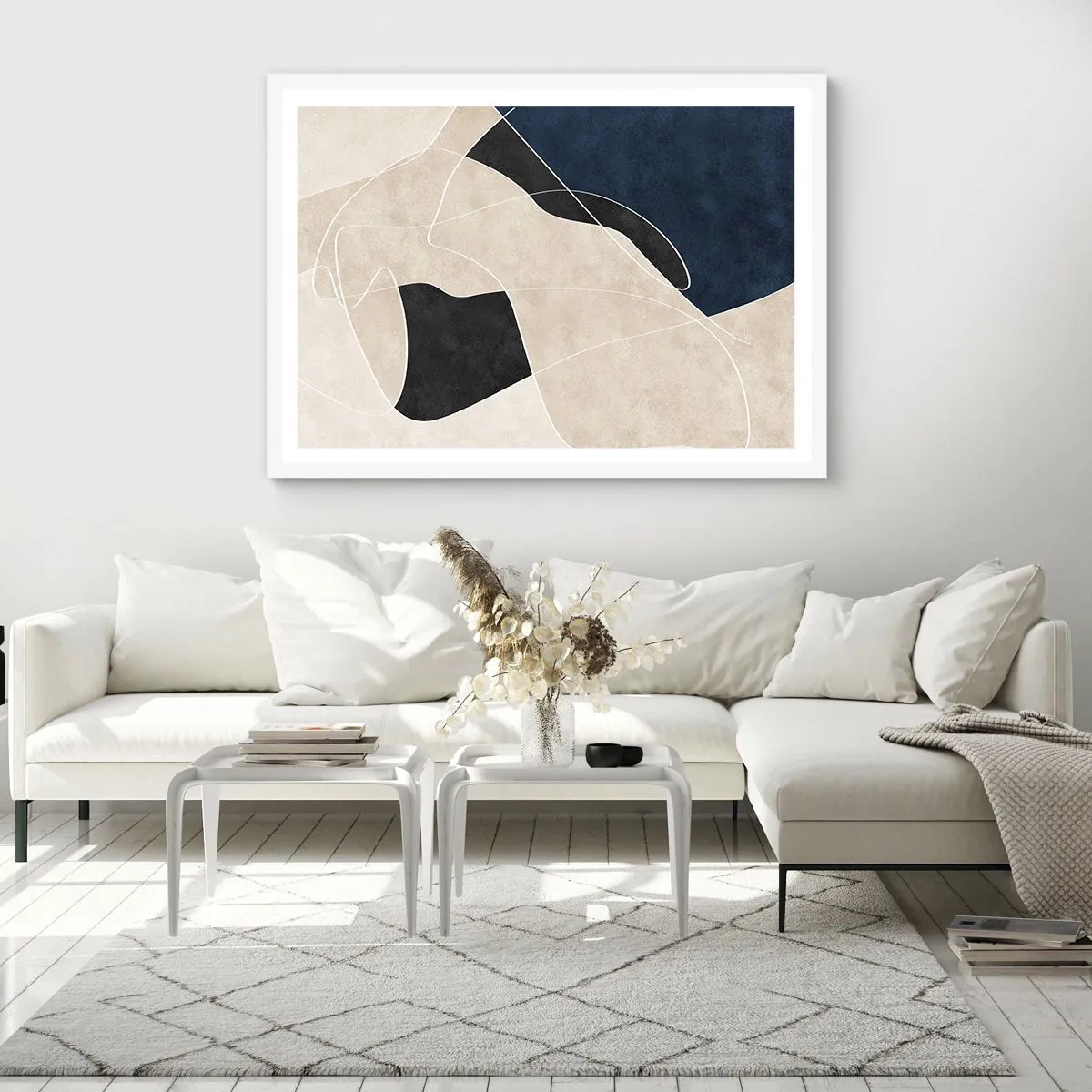Poster in white frmae - Abstract Composition - Contrast of Colours - 91x61 cm