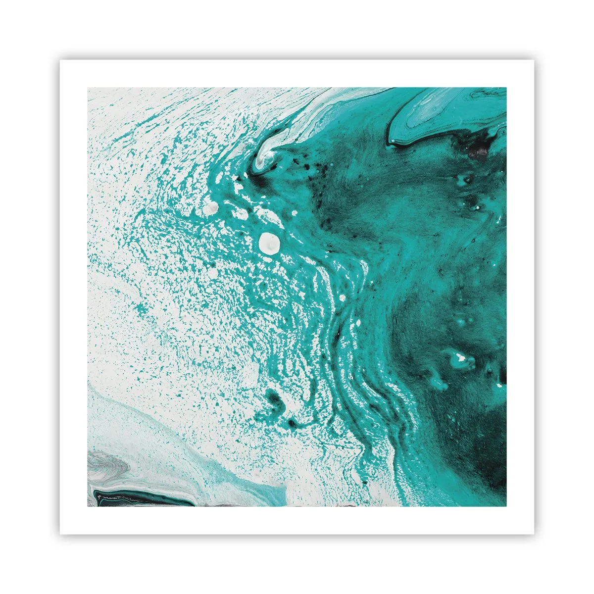 Poster - Dissolving in White and Turquoise - 60x60 cm