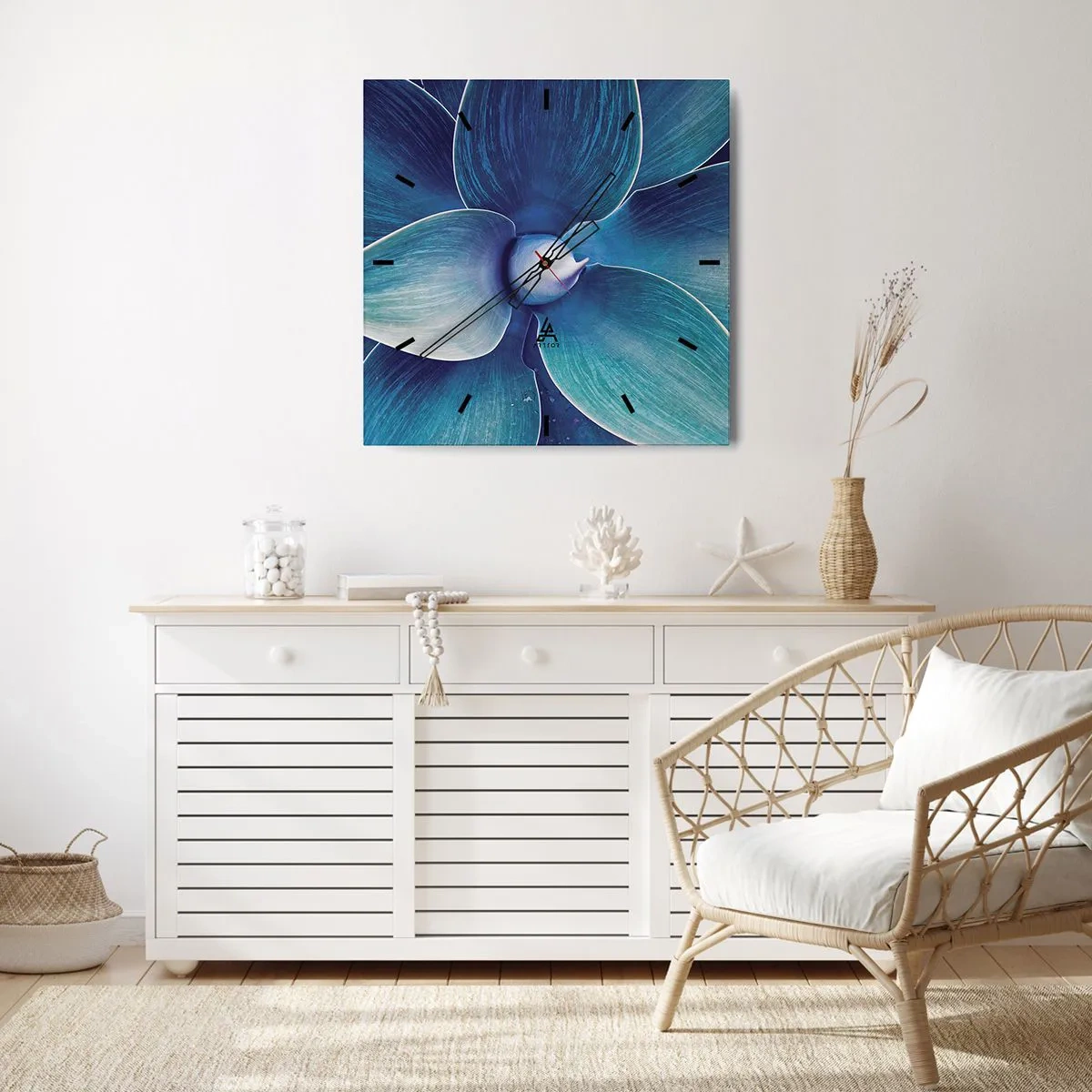 Wall clock - Clock on glass - Blue from the Sky - 40x40 cm
