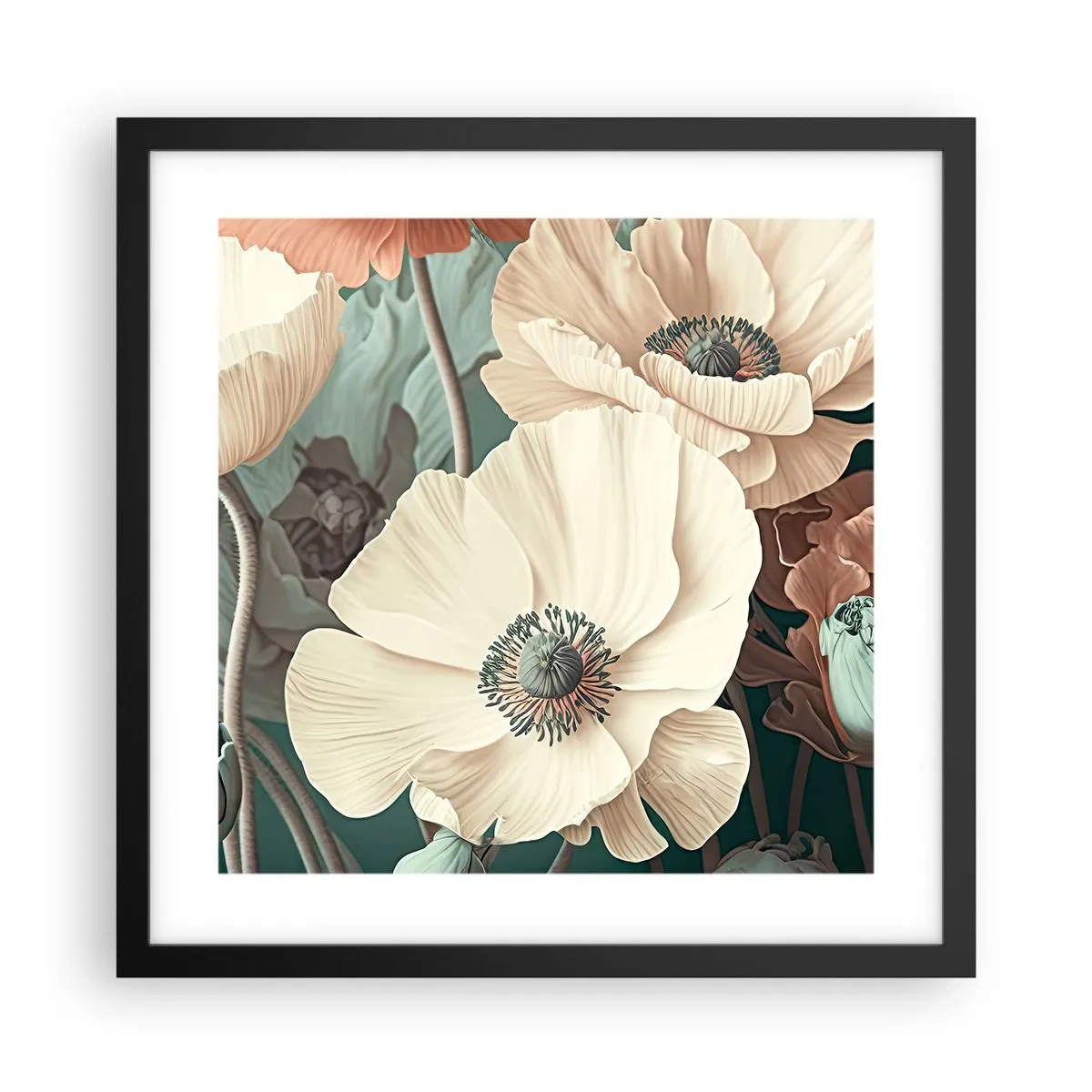 Poster in black frame - Whisper of the Poppies - 40x40 cm