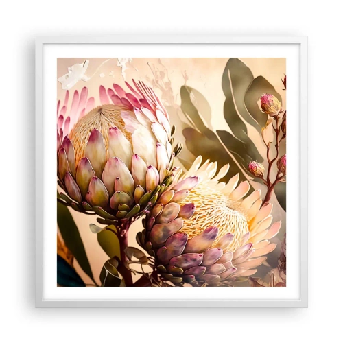 Poster in white frmae - Tender Caress - 60x60 cm