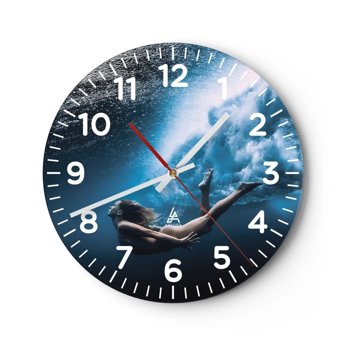 Wall clock - Clock on glass - Contemporary Syren - 30x30 cm