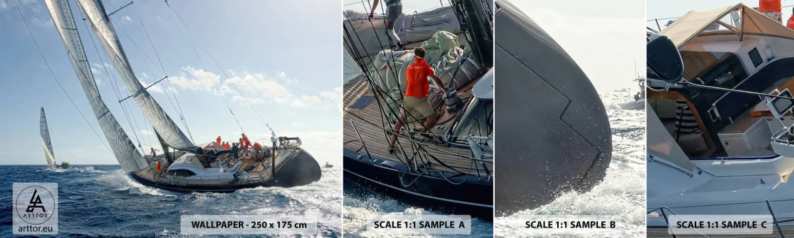 Photo Wallpaper Sample Standard Eco - Let the Better Win - Sailing Yacht, Regatta, Sailing - 100x30 cm