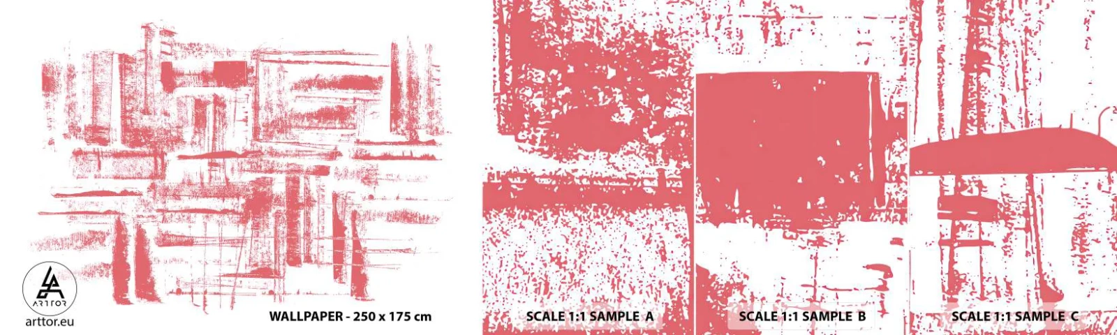 Photo Wallpaper Sample Standard Eco - Red City - Abstraction, Graphics, Painting - 100x30 cm