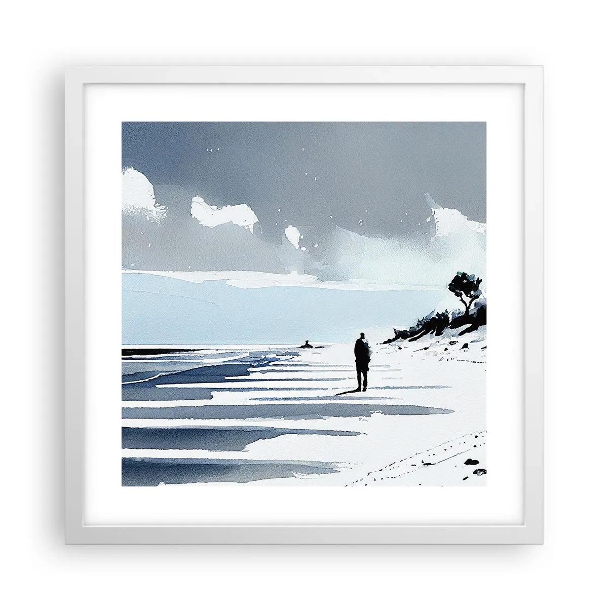 Poster in white frmae - All Alone - 40x40 cm