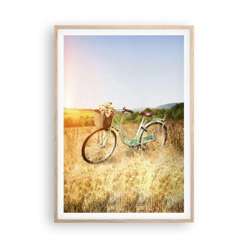 Poster in light oak frame - I will Stay Here for a While - 70x100 cm