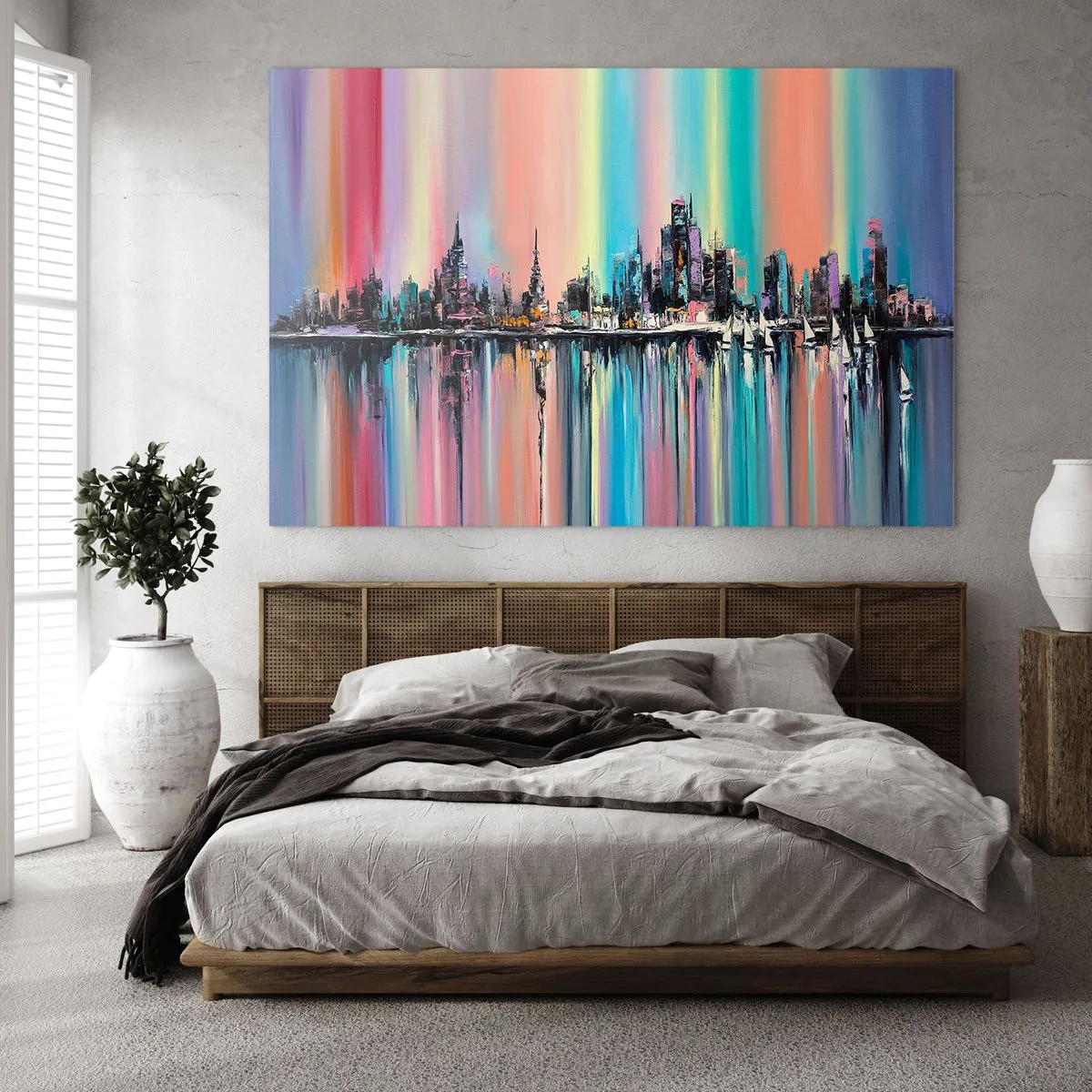 Glass picture - Run down with Night Lights - 120x80 cm