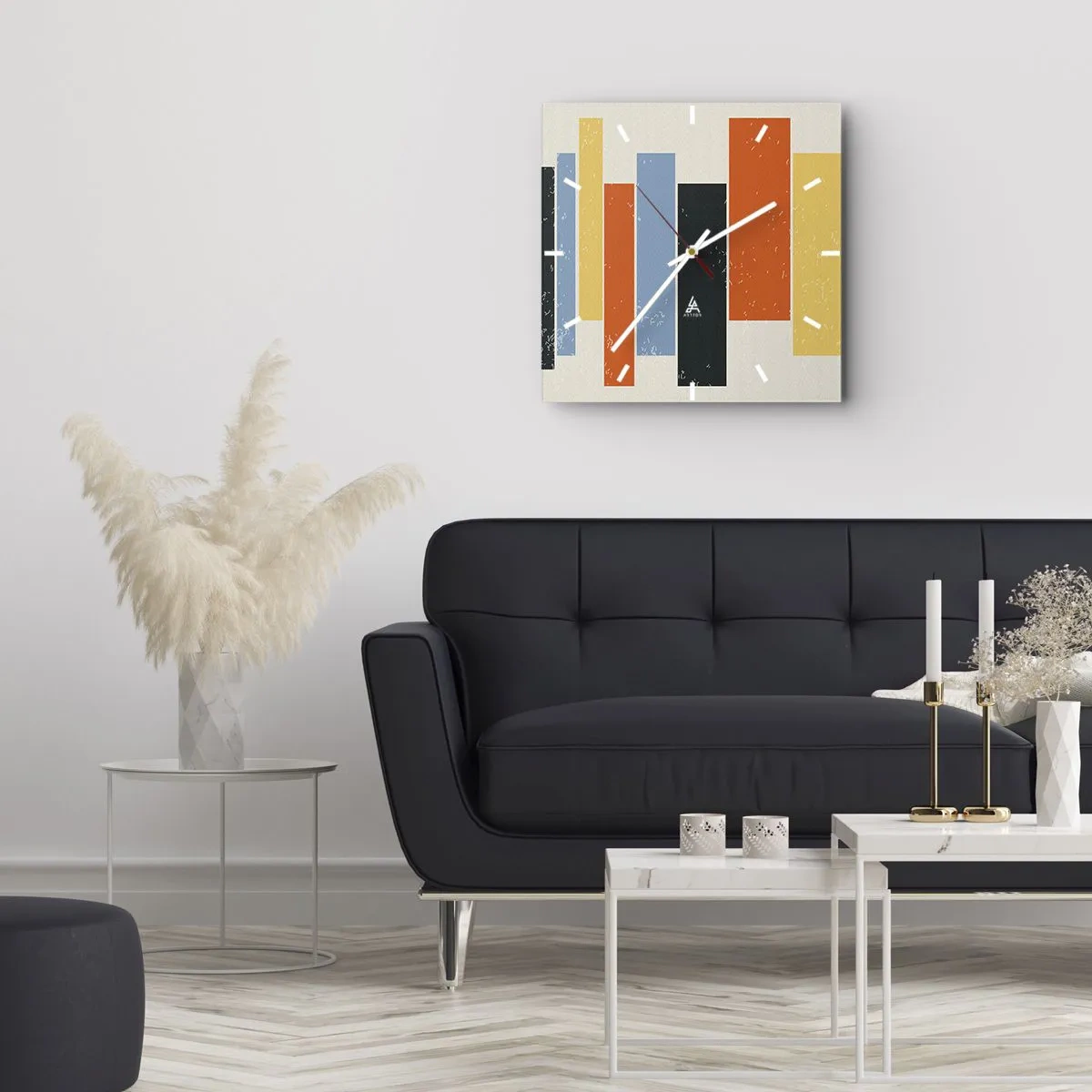 Wall clock - Clock on glass - Notation of Music - 30x30 cm