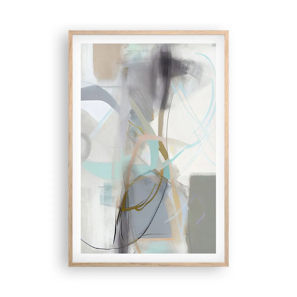 Poster in light oak frame - Foggy Abstract - 61x91 cm