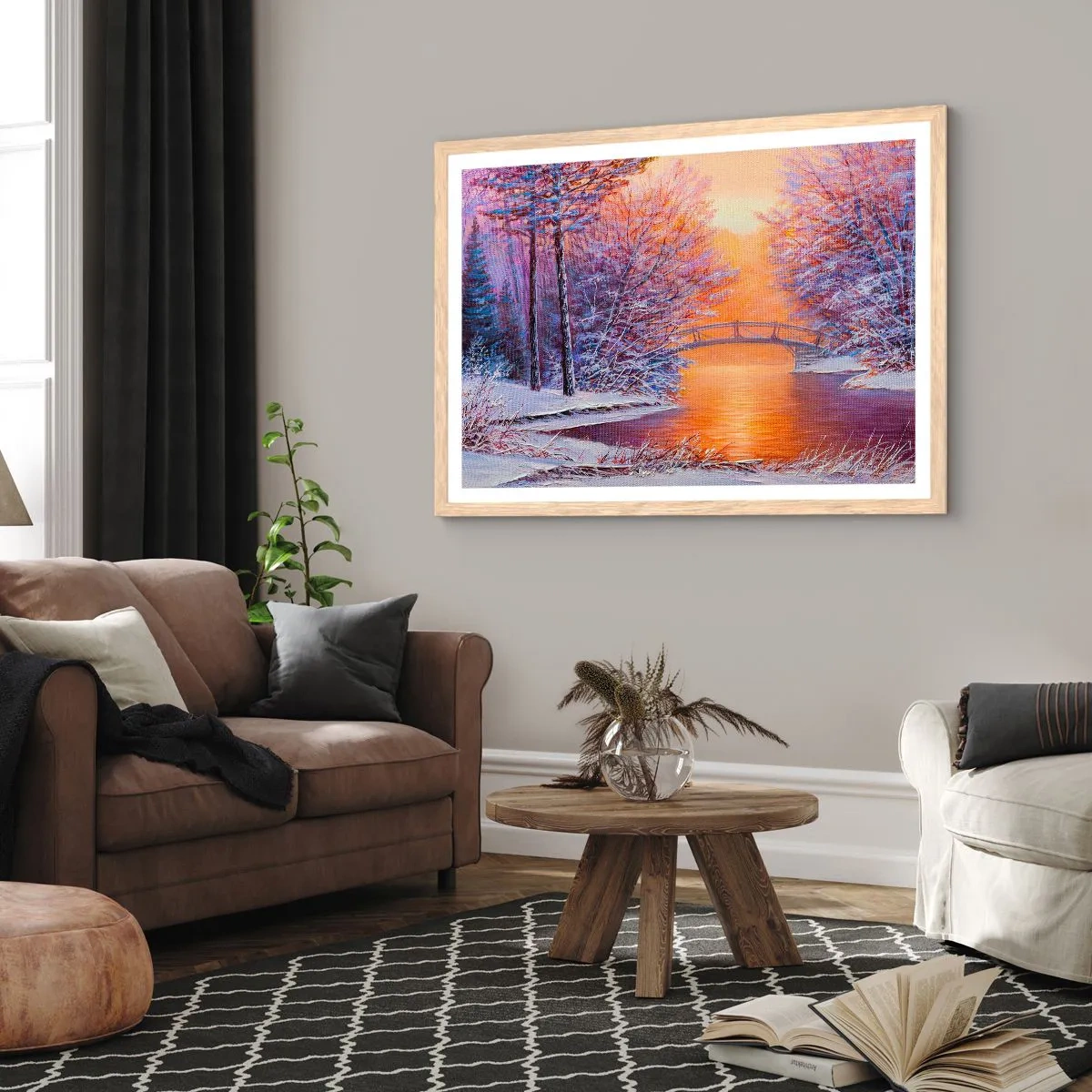 Poster in light oak frame - Let's Meet Here - 40x30 cm