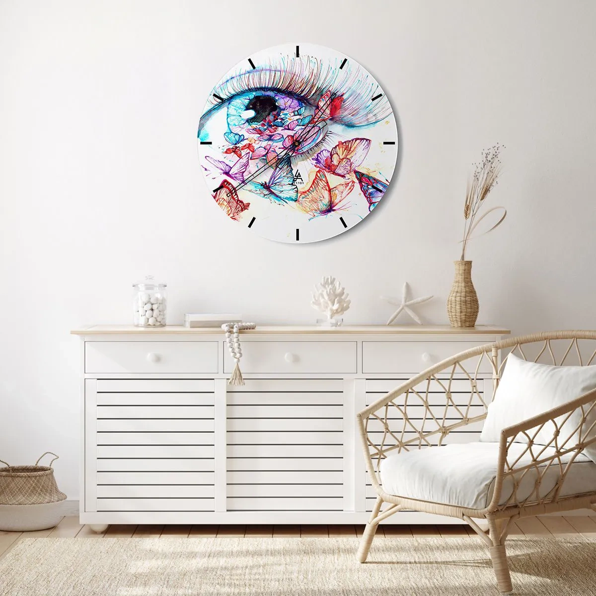 Wall clock - Clock on glass - Fairytale Charm of the Eyes - 30x30 cm