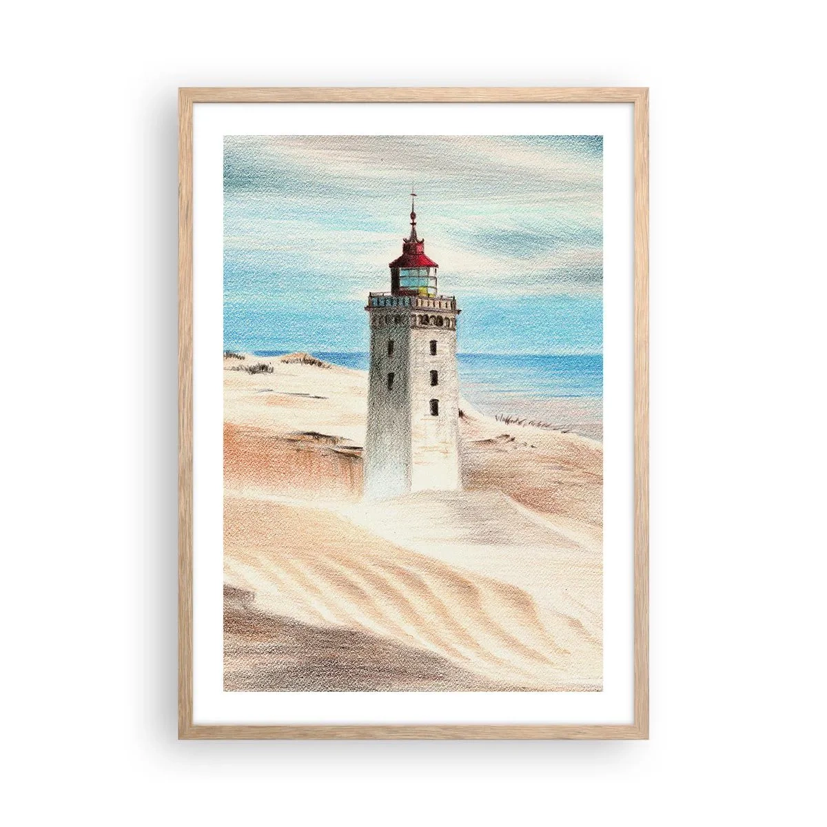 Poster in light oak frame - Always Staring at the Sea - 50x70 cm
