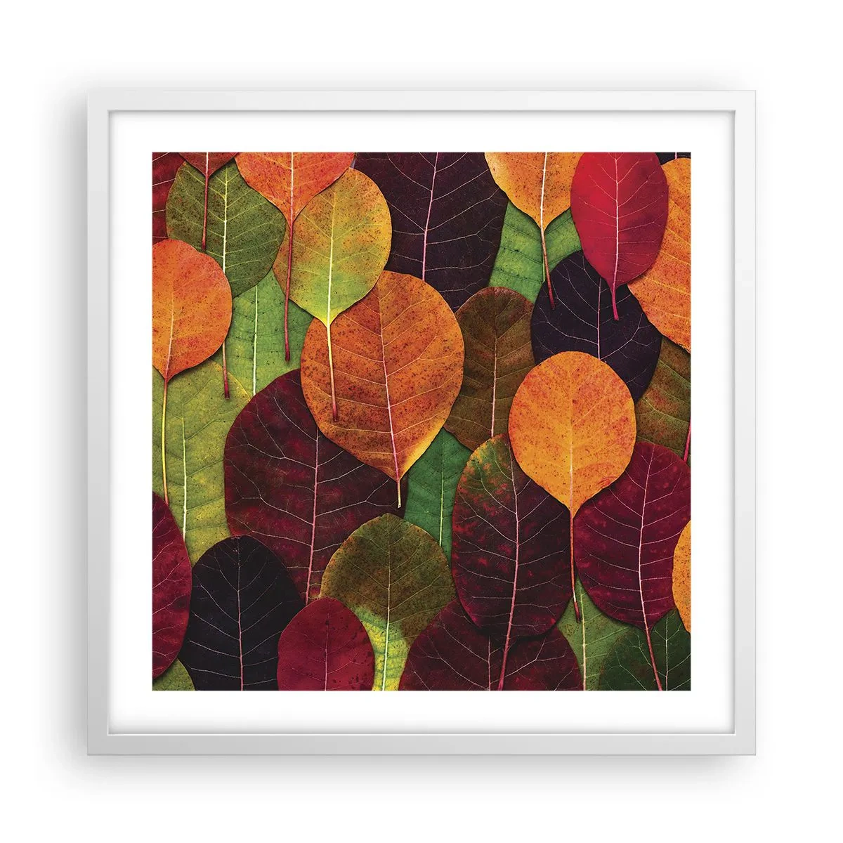 Poster in white frmae - Autumn Mosaics - 50x50 cm