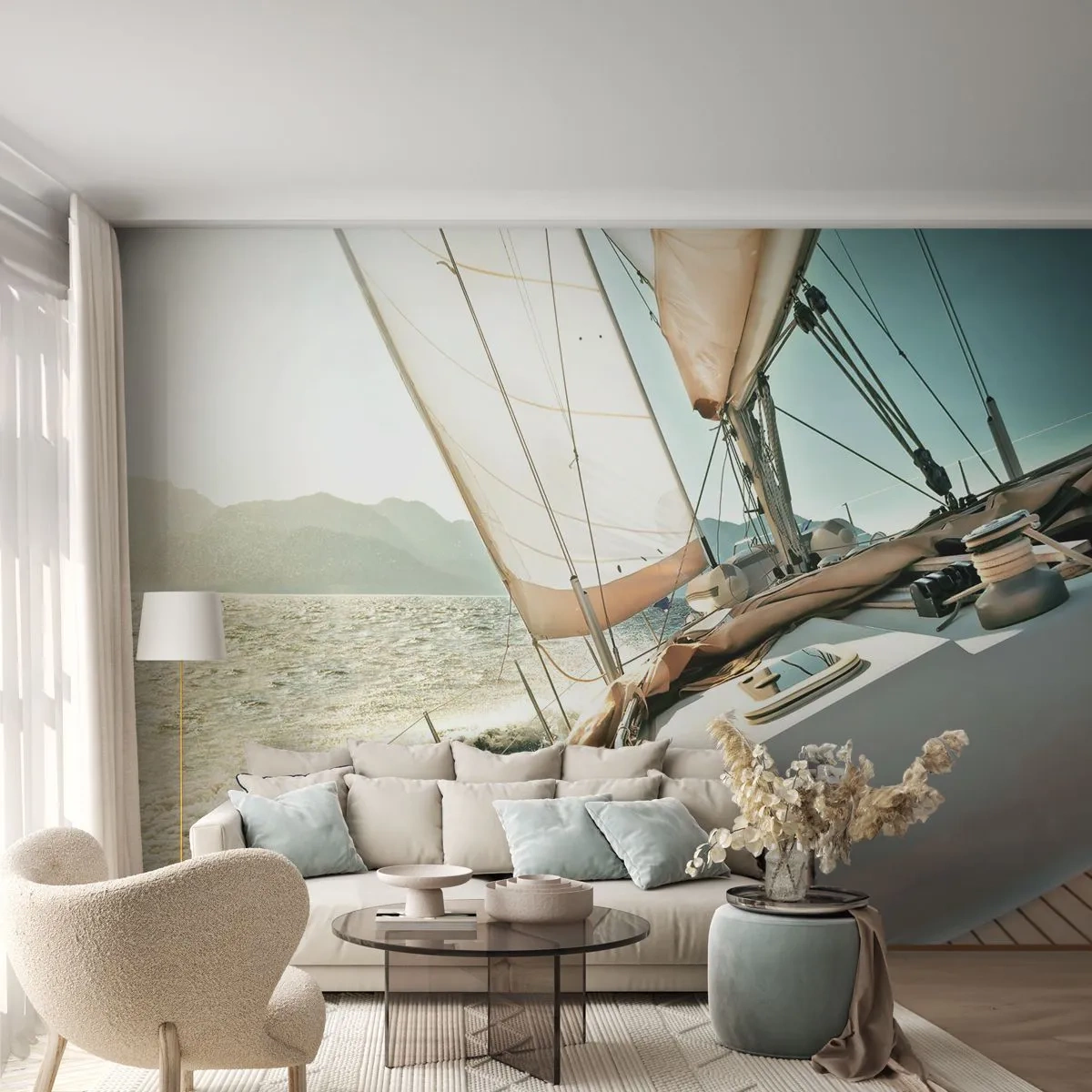 Self-Adhesive Photo Wallpaper Deluxe Sticker - Full Sail - Yacht, sailing, Sea - 250x175 cm