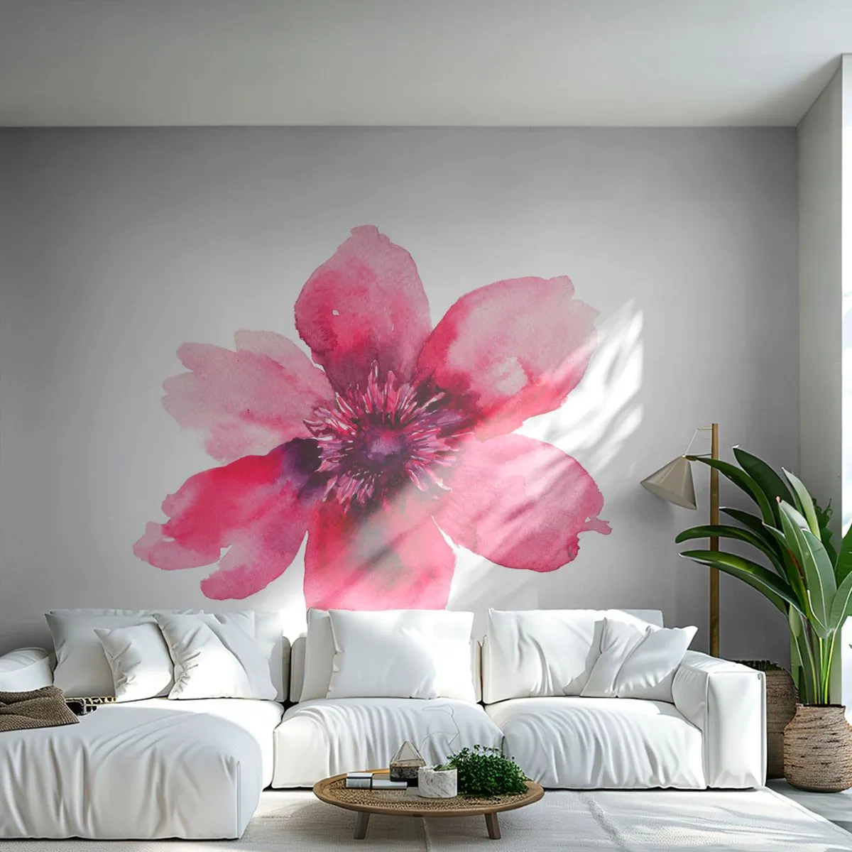 Self-Adhesive Photo Wallpaper Deluxe Sticker - Carmine, Fragrant Kiss - Flower, Watercolors, Graphics - 250x175 cm