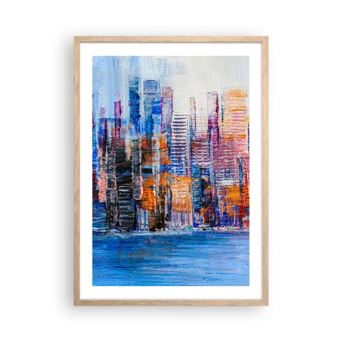 Poster in light oak frame - Joyful Metropolis - 50x70 cm
