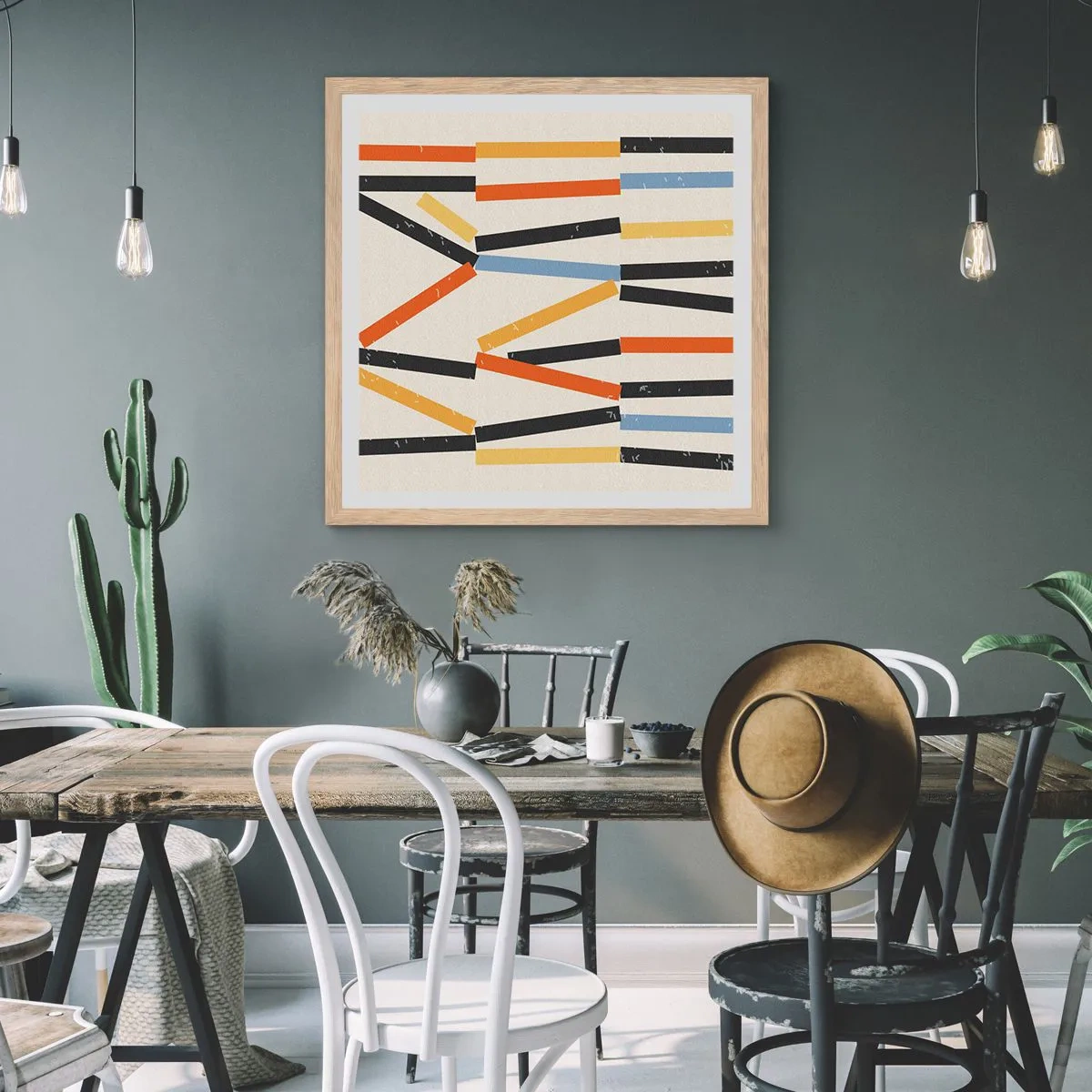 Poster in light oak frame - Horizontal Composition - 40x40 cm